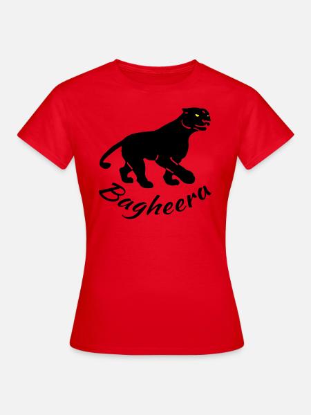 Schwarzes Panther-T-Shirt Bagheera - Frauen T-Shirt - Rot