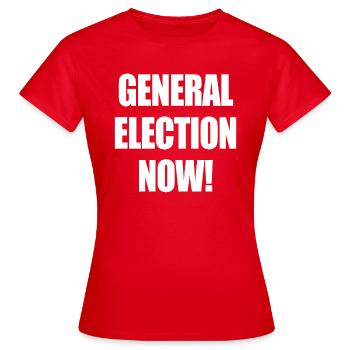 General Election Now - Women's T-Shirt - red - Front - AI Model Female 172 dark (172cm)