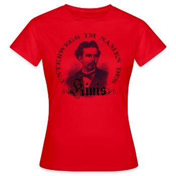 Unterwegs im Namen des Kinis - schwarz / sepia - Frauen T-Shirt - Rot - Vorne - AI Model Female 172 dark (172cm)