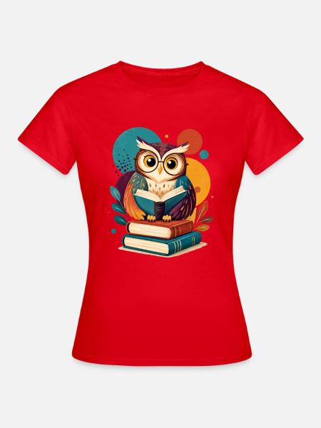 Bunte Leseeule - Frauen T-Shirt - Rot