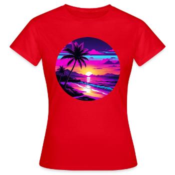 Sommerurlaub Strand Sonnenuntergang - Frauen T-Shirt - Rot - Vorne - AI Model Female 172 dark (172cm)