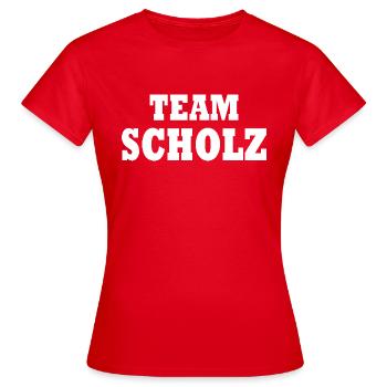 Olaf Scholz - T-shirt Femme - rouge - Devant - AI Model Female 172 dark (172cm)