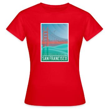 San Francisco Golden Gate Bridge - T-shirt Femme - rouge - Devant - AI Model Female 172 dark (172cm)