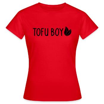 Tofu Boy - T-shirt Femme - rouge - Devant - AI Model Female 172 dark (172cm)