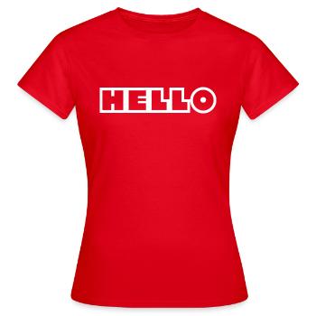 Hello - Frauen T-Shirt - Rot - Vorne - AI Model Female 172 dark (172cm)