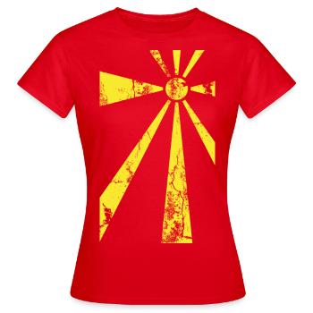 Macédoine Macédoine du Nord. Étoile de Vergina bannière - T-shirt Femme - rouge - Devant - AI Model Female 172 dark (172cm)