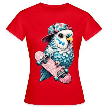 Oiseau Skateboard Cool avec Casquette – Streetstyle Desi - T-shirt Femme - rouge - Devant - AI Model Female 172 dark (172cm)