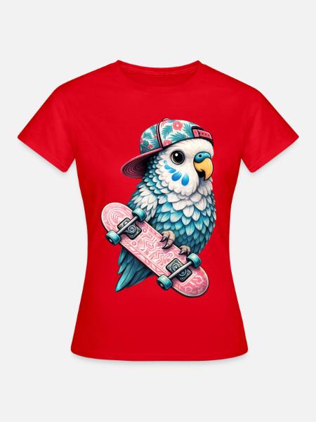 Cooler Skateboard-Vogel mit Cap – Streetstyle Desi - Frauen T-Shirt - Rot