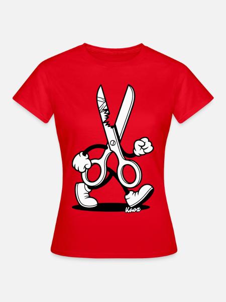 Retro Cartoon: Schere mit Füßen - Frauen T-Shirt - Rot