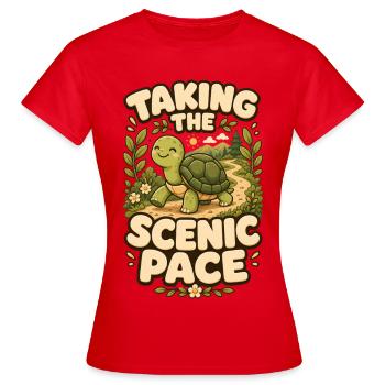 Taking The Scenic Pace Turtle - Women's T-Shirt - red - Front - AI Model Female 172 dark (172cm)