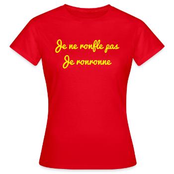 Je ne ronfle pas Ronron - T-shirt Femme - rouge - Devant - AI Model Female 172 dark (172cm)