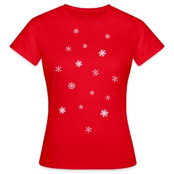Schneeflocken - Frauen T-Shirt - Rot - Vorne - AI Model Female 172 dark (172cm)