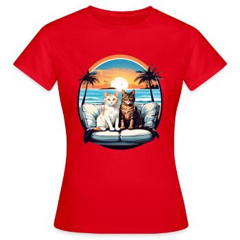 Chats au bord de la mer - T-shirt Femme - rouge - Devant - AI Model Female 172 dark (172cm)