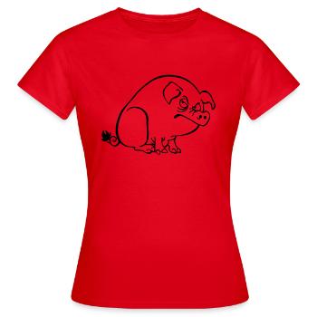Alte Sau - Frauen T-Shirt - Rot - Vorne - AI Model Female 172 dark (172cm)
