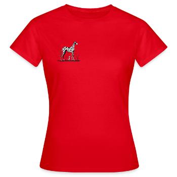 Hund & Welpe StreetArt - Frauen T-Shirt - Rot - Vorne - AI Model Female 172 dark (172cm)