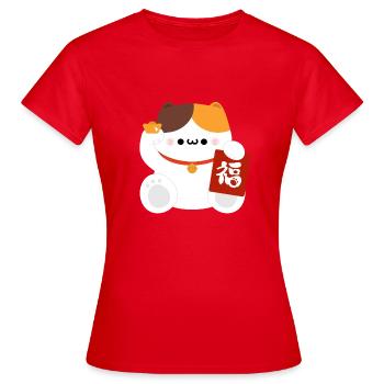 Bonne Année Chinoise - Fortune Cat - T-shirt Femme - rouge - Devant - AI Model Female 172 dark (172cm)
