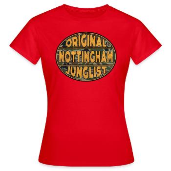 DNB Original Nottingham Junglist Drum n Bass UK - Frauen T-Shirt - Rot - Vorne - AI Model Female 172 dark (172cm)
