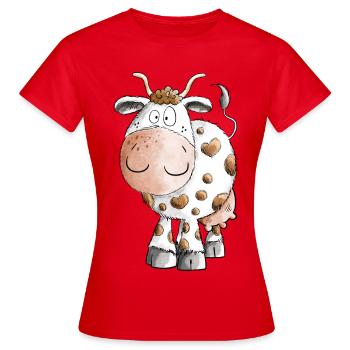 Happy Kuh I Rindvieh - Frauen T-Shirt - Rot - Vorne - AI Model Female 172 dark (172cm)
