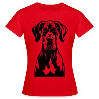 Dogue allemand frontal - T-shirt Femme - rouge - Devant - AI Model Female 172 dark (172cm)