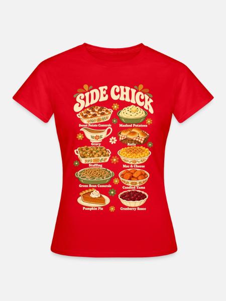 Retro Thanksgiving-Seiten Spaß-Neben-Mädchen - Frauen T-Shirt - Rot