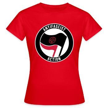 Antifascist Action – 3 Arrows - Frauen T-Shirt - Rot - Vorne - AI Model Female 172 dark (172cm)