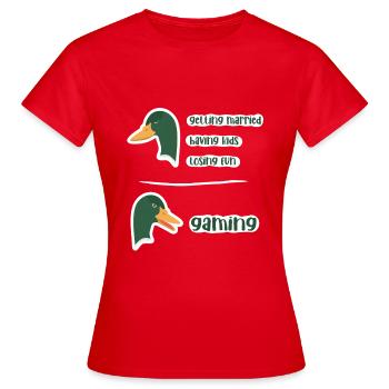 Gaming Geek Meme - Fun Gaming Design - Women's T-Shirt - red - Front - AI Model Female 172 dark (172cm)