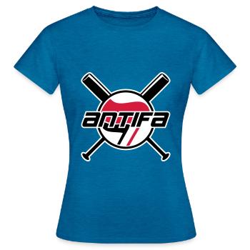ANTIFA - Maglietta da donna - zaffiro azzurro antico screziato - Fronte - AI Model Female 172 dark (172cm)