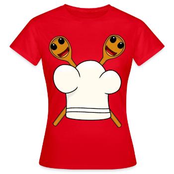 Chef chapeau cuillère en bois - T-shirt Femme - rouge - Devant - AI Model Female 172 dark (172cm)