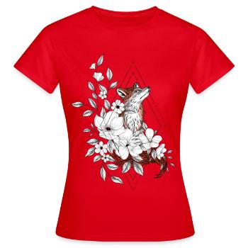 Floral Fox Ornamentale Geometrie - Frauen T-Shirt - Rot - Vorne - AI Model Female 172 dark (172cm)