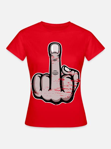 Mittelfinger Cartoon - Frauen T-Shirt - Rot