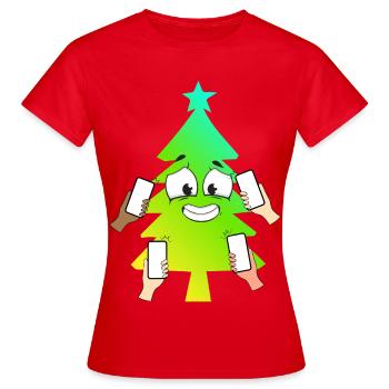 Sapin connecté joyeux - T-shirt Femme - rouge - Devant - AI Model Female 172 dark (172cm)