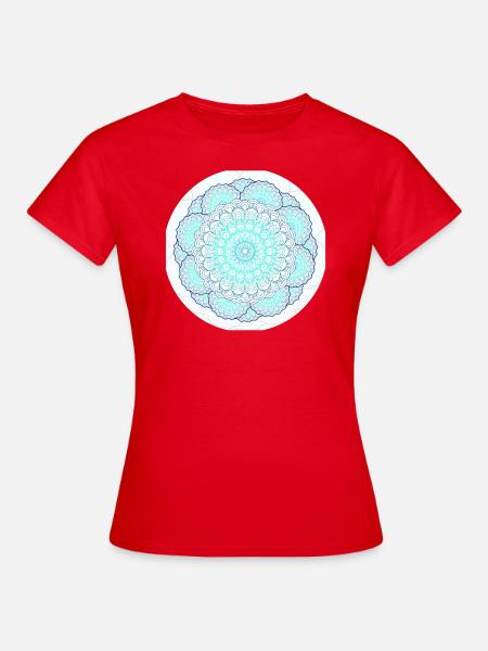 Mandala en bleu turquoise - Dame-T-shirt - rød