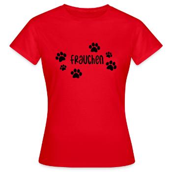 Frauchen Hundehalter Partnerdesign - Frauen T-Shirt - Rot - Vorne - AI Model Female 172 dark (172cm)
