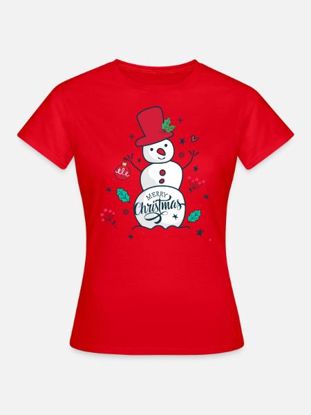 Schneemann. Frohe Weihnachten. - Frauen T-Shirt - Rot