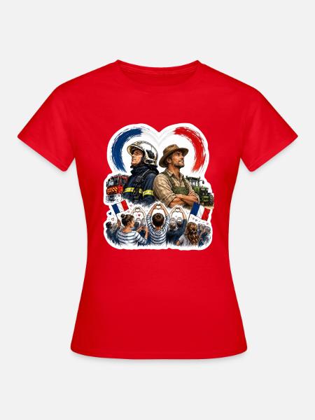 Patriotischer Feuerwehrmann und Bauernhelden - Frauen T-Shirt - Rot