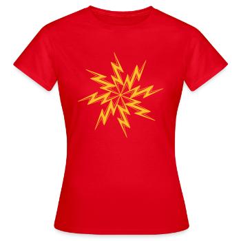 star electric shock danger sign lightning symbol cable - Women's T-Shirt - red - Front - AI Model Female 172 dark (172cm)