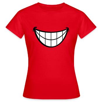 Großes Lächeln. Lächelnder Mund, Lippen Gesicht. - Frauen T-Shirt - Rot - Vorne - AI Model Female 172 dark (172cm)