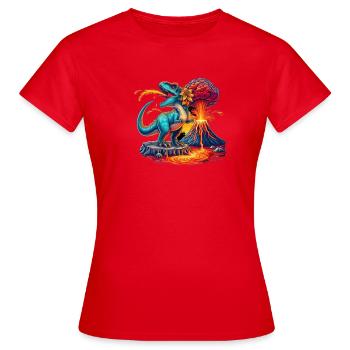 Éruption du volcan Dino avec fleur - T-shirt Femme - rouge - Devant - AI Model Female 172 dark (172cm)