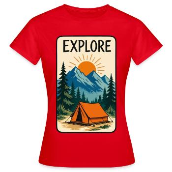 Berge und Camping Soleil entdecken - Frauen T-Shirt - Rot - Vorne - AI Model Female 172 dark (172cm)