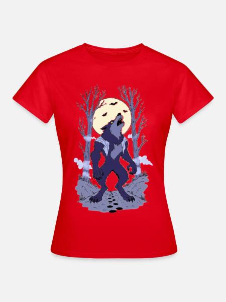 Werwolf im Mondlicht - Frauen T-Shirt - Rot