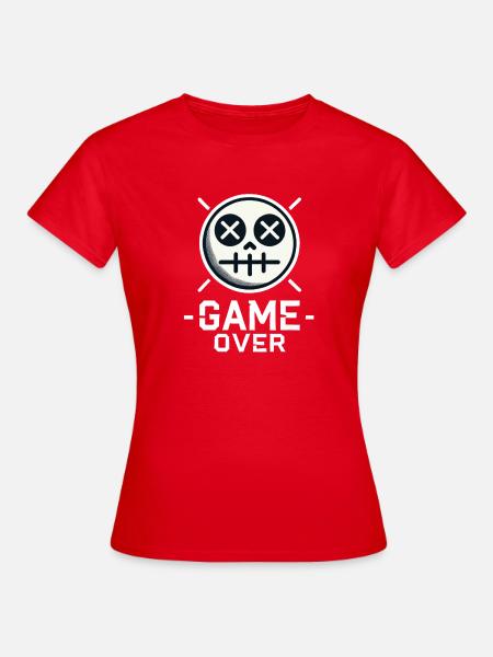 Gepixelde schedel "Game Over" - Retro Gaming Sticker - T-shirt dam - röd