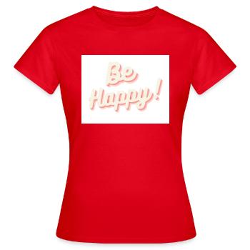 Be Happy - Frauen T-Shirt - Rot - Vorne - AI Model Female 172 dark (172cm)