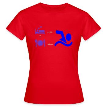 Geschenk für Schwimmer: Eat Sleep Swim Repeat - Frauen T-Shirt - Rot - Vorne - AI Model Female 172 dark (172cm)