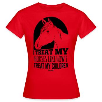 Équitation soins d’équitation cheval étalon - T-shirt Femme - rouge - Devant - AI Model Female 172 dark (172cm)