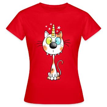 Mignon chat comique - T-shirt Femme - rouge - Devant - AI Model Female 172 dark (172cm)