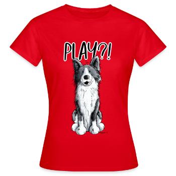 Border Collie Play - Frauen T-Shirt - Rot - Vorne - AI Model Female 172 dark (172cm)
