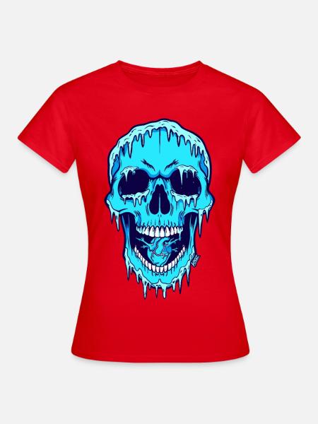 Schmelzender Blauschädel - Frauen T-Shirt - Rot
