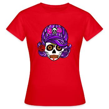 Halloween / Pretty Scary Skull Girl avec ruban - T-shirt Femme - rouge - Devant - AI Model Female 172 dark (172cm)