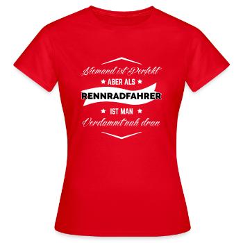 RENNRADFAHRER - Frauen T-Shirt - Rot - Vorne - AI Model Female 172 dark (172cm)