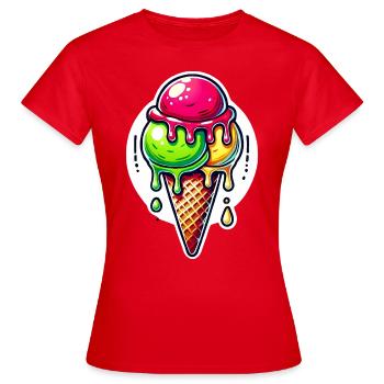 Schmelzendes Eis auf Schneeball-Tattoo - Frauen T-Shirt - Rot - Vorne - AI Model Female 172 dark (172cm)
